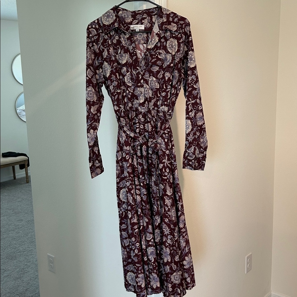 Derek Lam Purple Floral Long Sleeve Dress *torn* - Picture 7 of 14